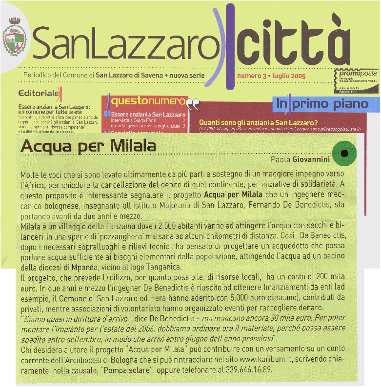 articolo san lazzaro pozzo per milala
